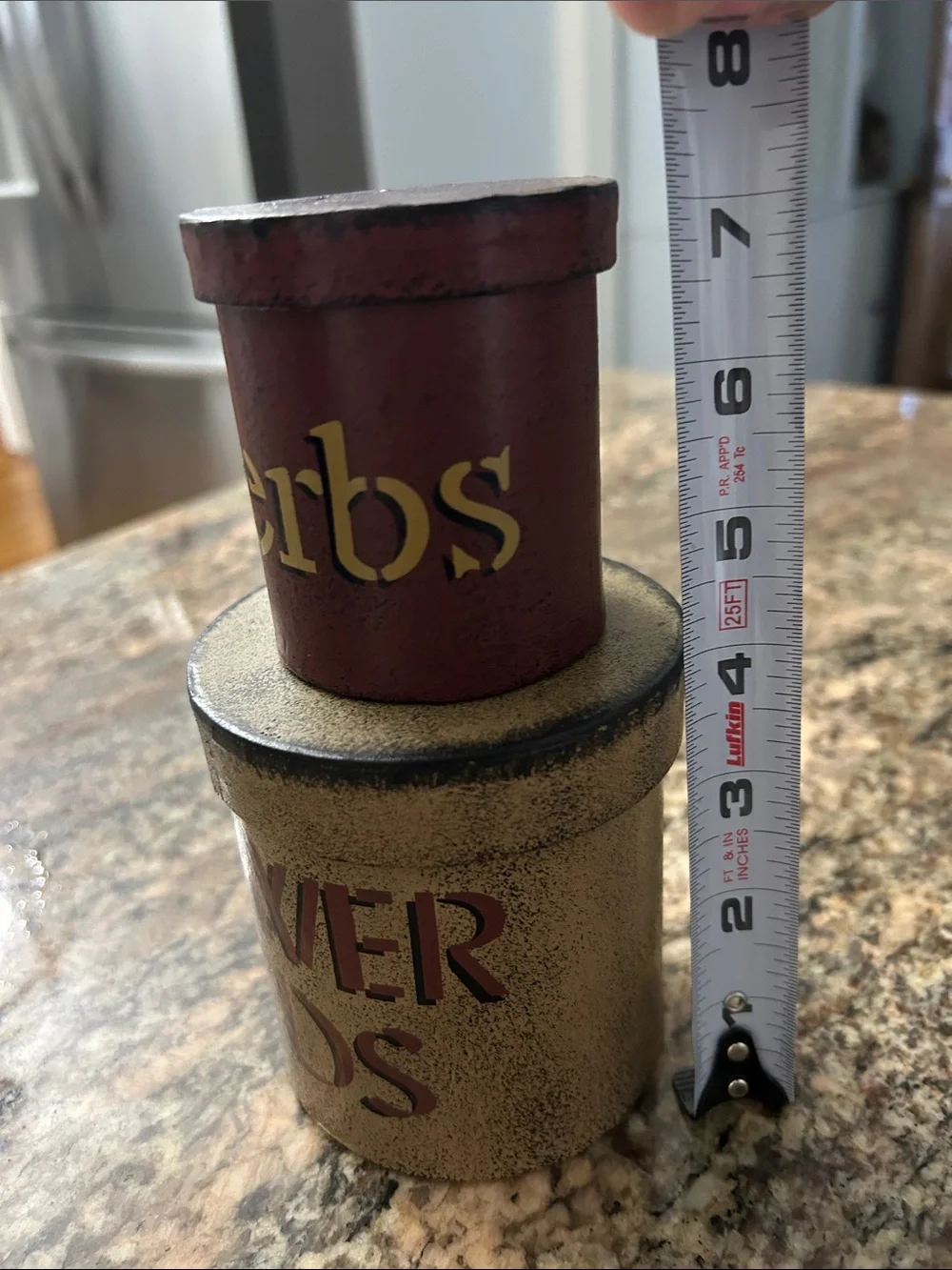 Decorative Herb & Flower Seed Canister Set - Rustic Red and Cream